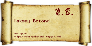 Maksay Botond névjegykártya